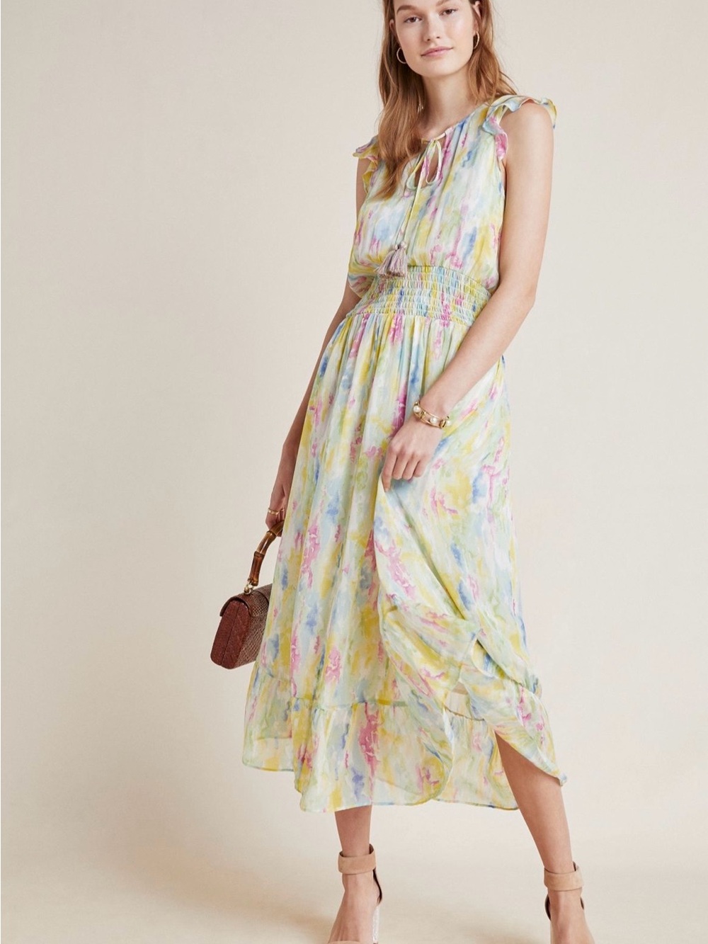 NWT, Anthropologie Watercolor Maxi Dress, size 10